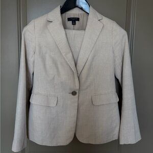 Ann Taylor Cream Linen Blend Blazer Skirt